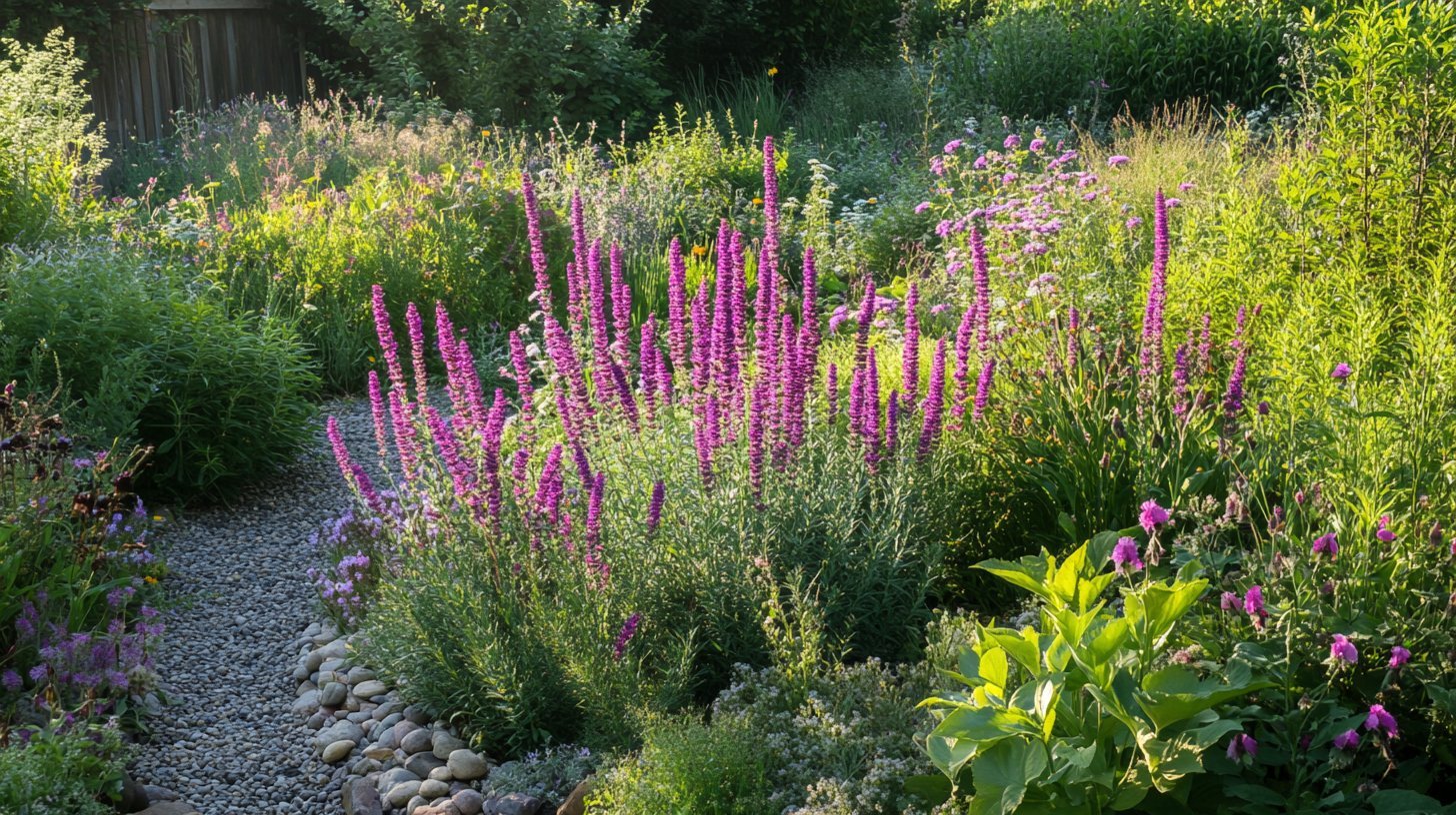 Rivierklei tuin met kattenstaart en grindpad