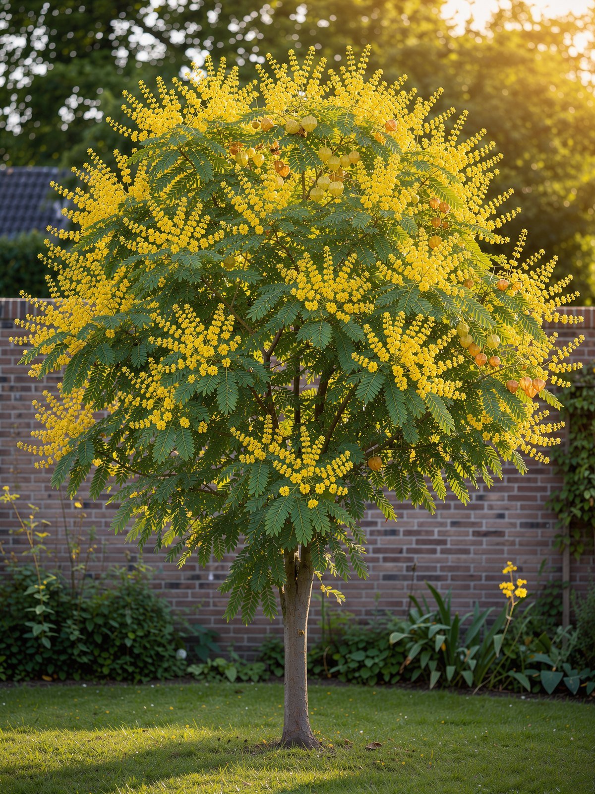 Blazenboom (Chinese vernisboom) (Koelreuteria paniculata) in een tuin