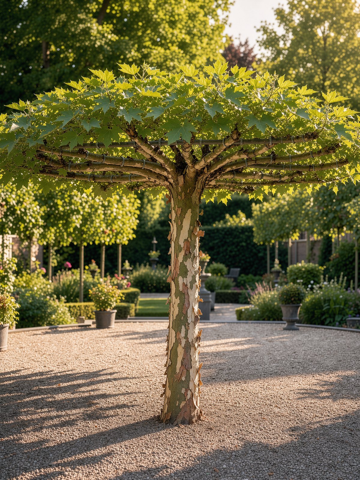Plataan (Platanus × hispanica) in een tuin