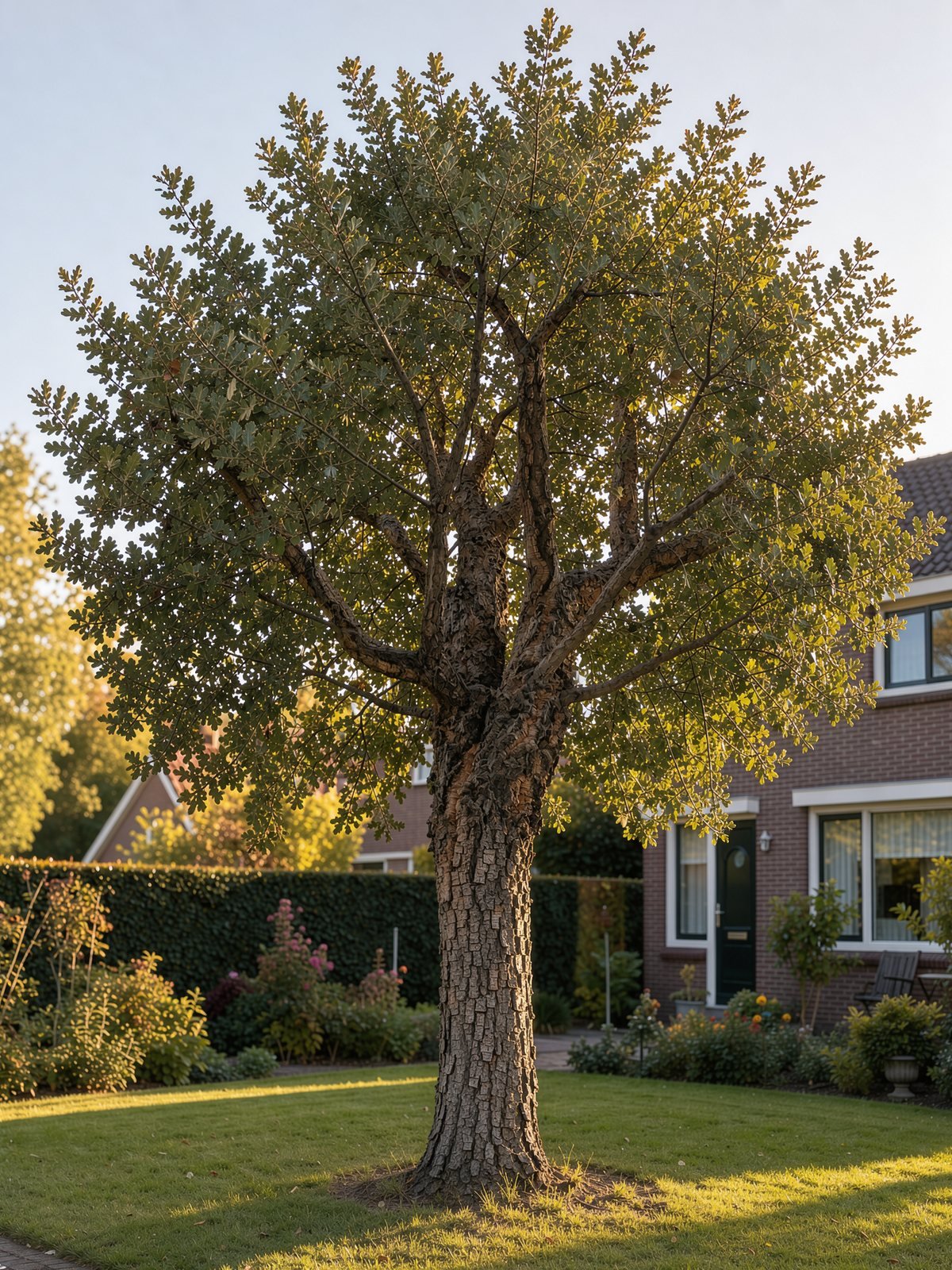 Kurkeik (Quercus suber) in een tuin