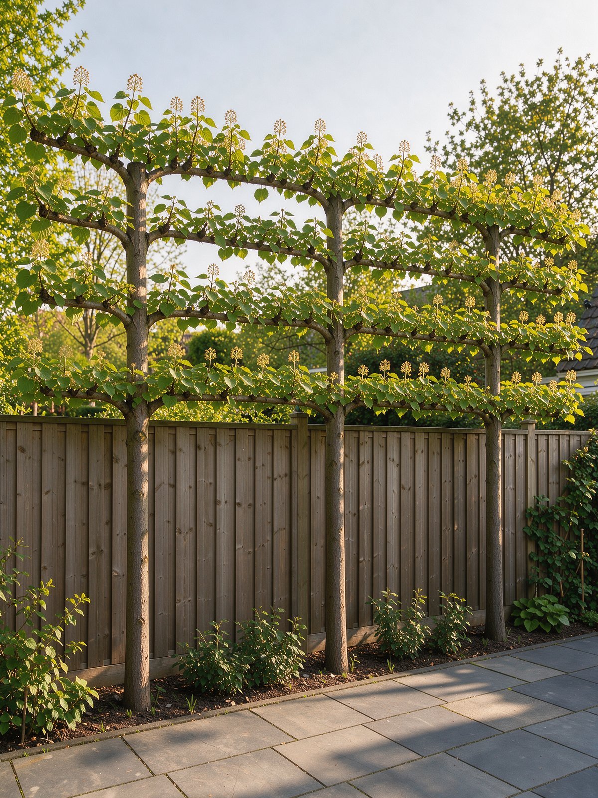 Koningslinde (Tilia × europaea 'Pallida') in een tuin