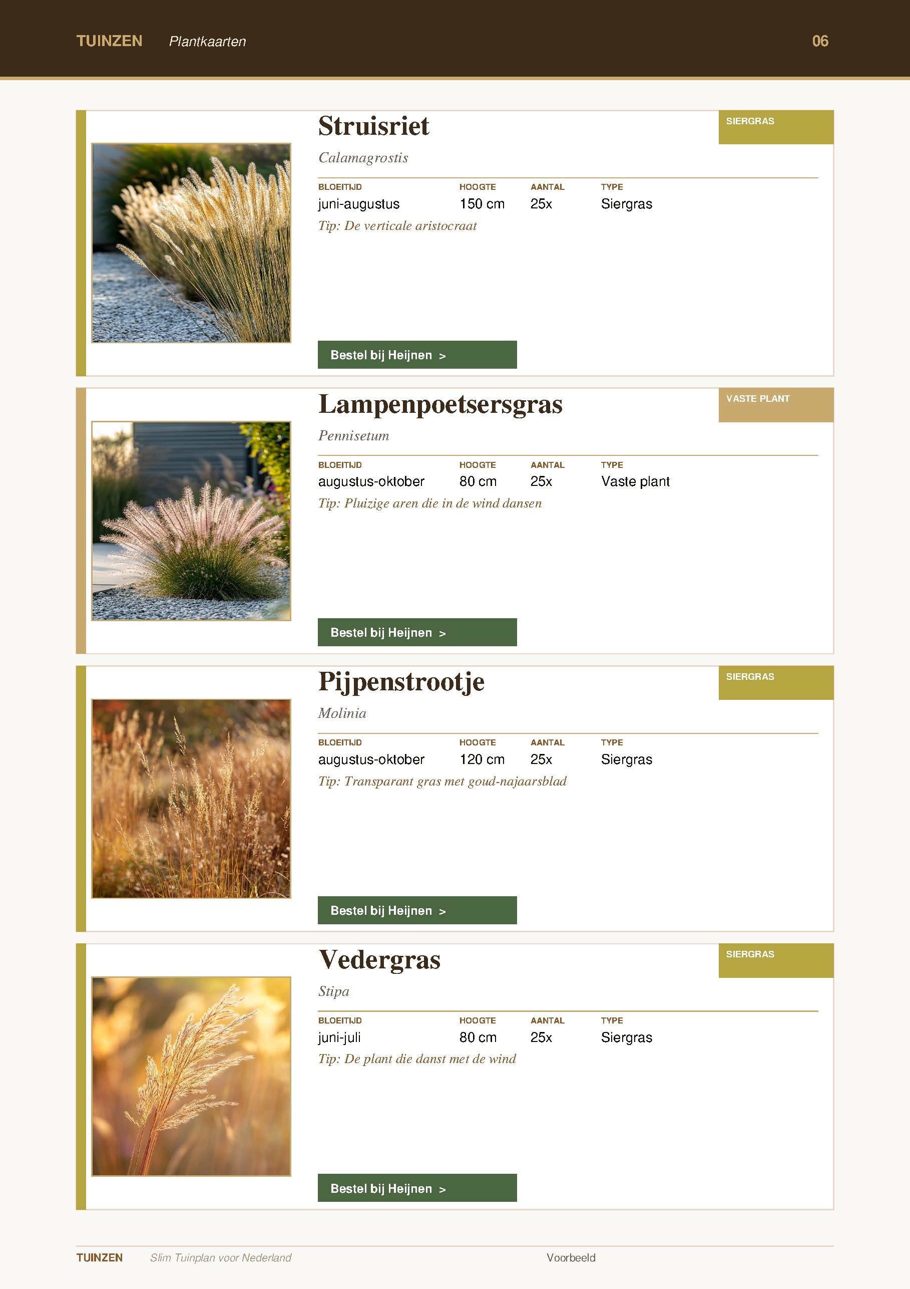 Plantkaarten met foto, eigenschappen en hovenier-tip per plant