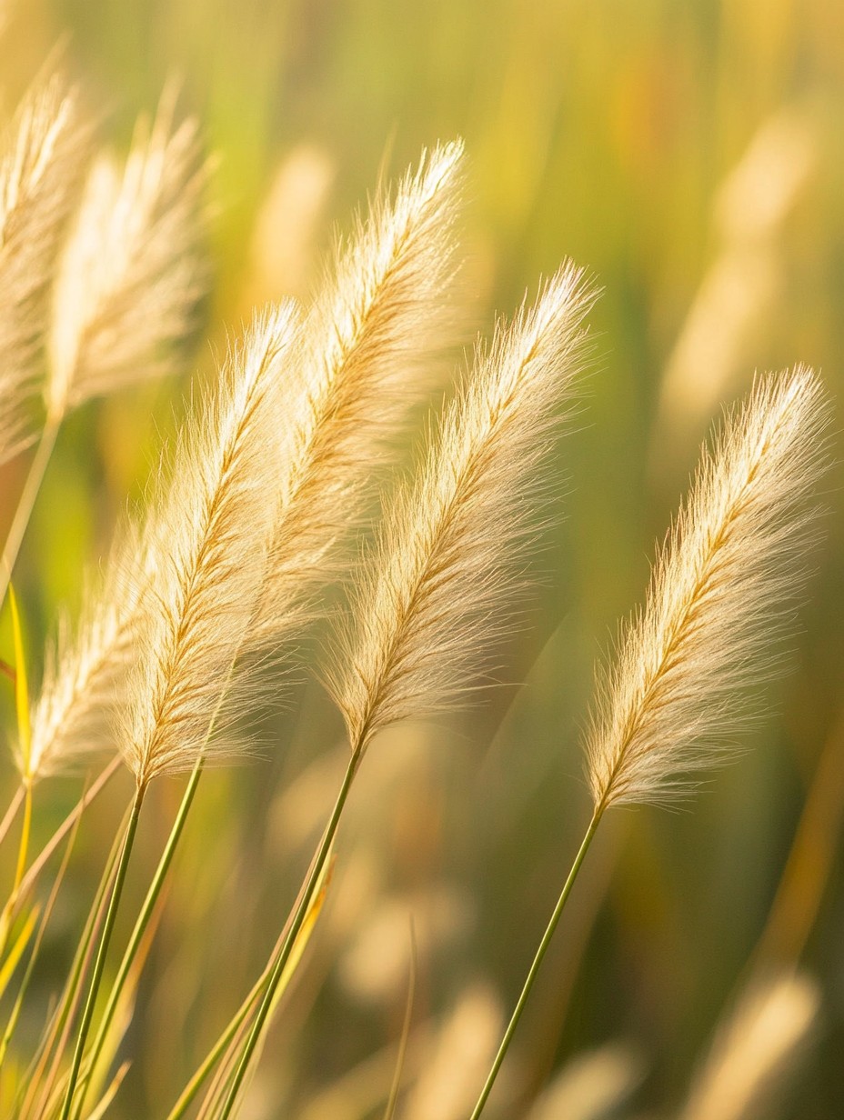 Nassella tenuissima — goudblond zacht vedergras dat danst in zomerlicht