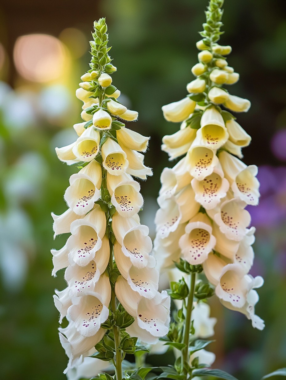 Digitalis purpurea — roze vingerhoedskruid-aren in cottage-tuin halfschaduw